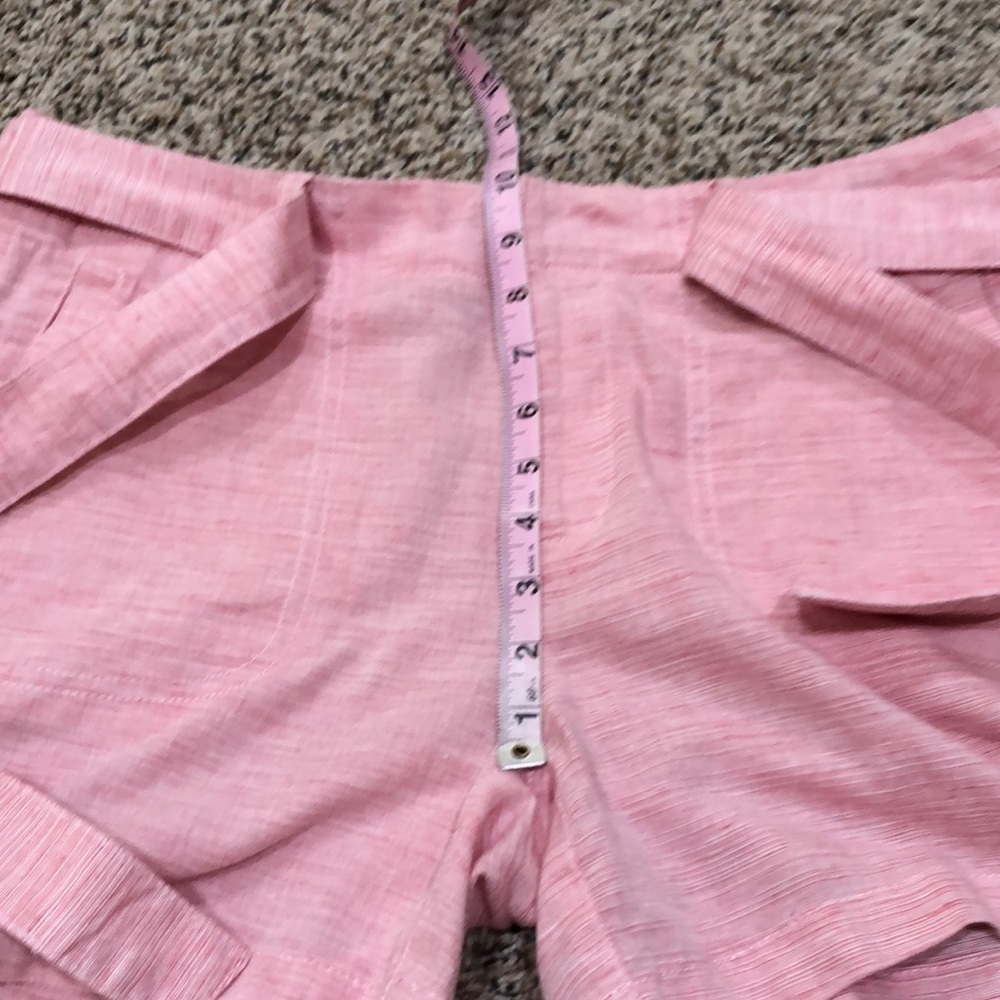Tommy Hilfiger Mid Rise Belted Shorts Size 10 Red White Cotton Linen - Picture 7 of 9